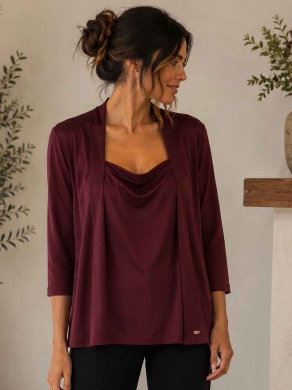 Anne Klein Women's Deep Burgundy Blouse
